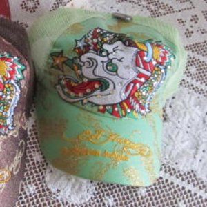 NWT Ed Hardy Trucker Hat Vintage Ed Hardy GREEN Traucker Hat Baseball Cap